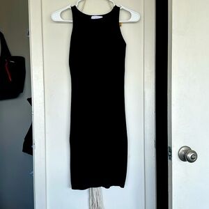 OAK AND FORT: WOMENS BLACK RIBBED PENCIL DRESS SIZE SMALL
